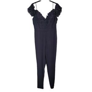 Iris black crochet off the shoulder jumpsuit